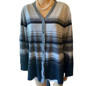 Crossroads Color Block Casual Grannycore Sweater Cardigan Womens 2X (20W/22W)
